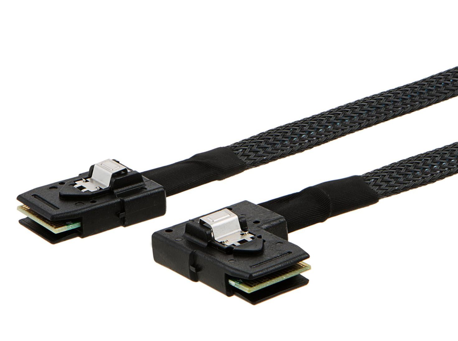 Cable Mini SAS SFF-8087 a SFF-8087 de 2 pies con conector recto a ángulo izquierdo 3