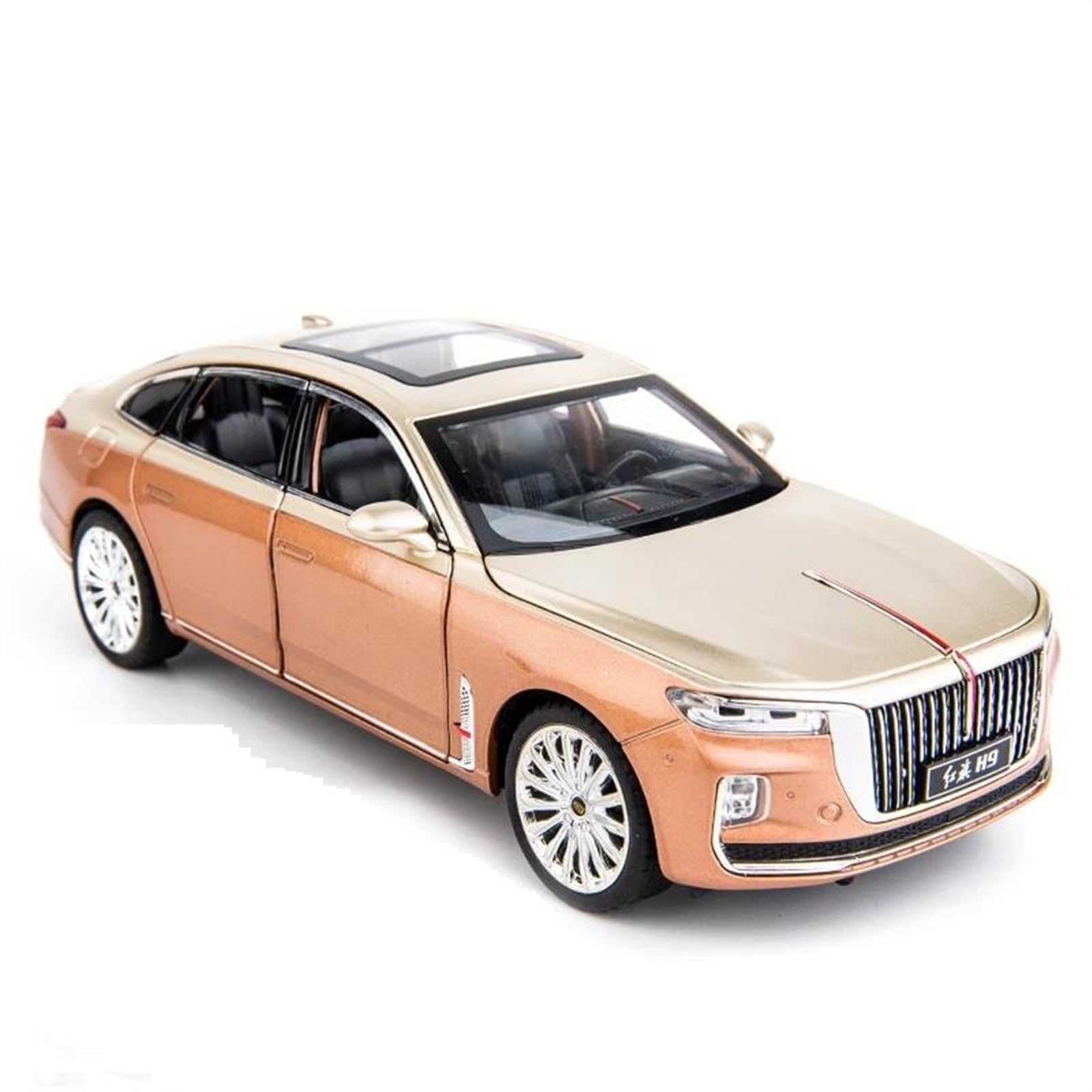Miniature Replica Car Model 1:24 for HongQi H9 SUV Alloy DieCast Simulation Car Model Replica Vehicle Collectible Scale Die-cast Vehicle (Size : Yellow)