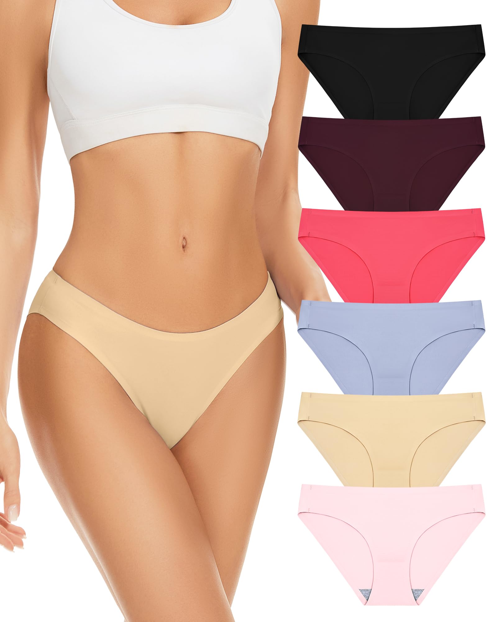 Sunm Boutique Seamless Underwear for Women No Show Underwear Women's Bikini Panties Invisible