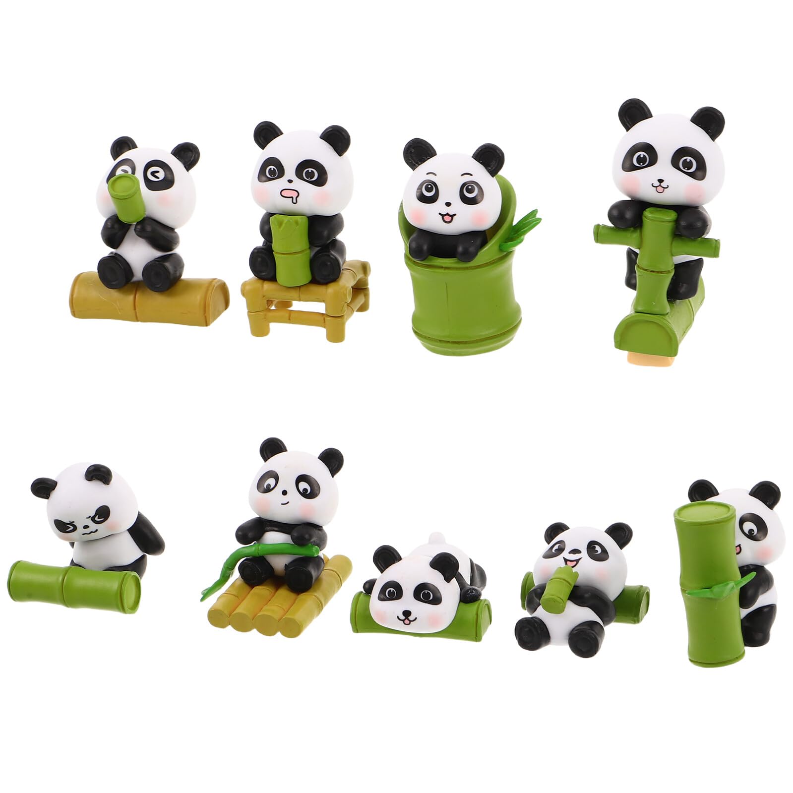 Statuettes miniatures de pandas réalistes : ornements décoratifs durables d'intérieur