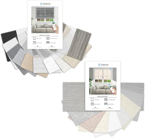 Tokblind Muestra de muestra de tela de sombra enrollable de filtro de luz y sombra de cebra, 2 piezas