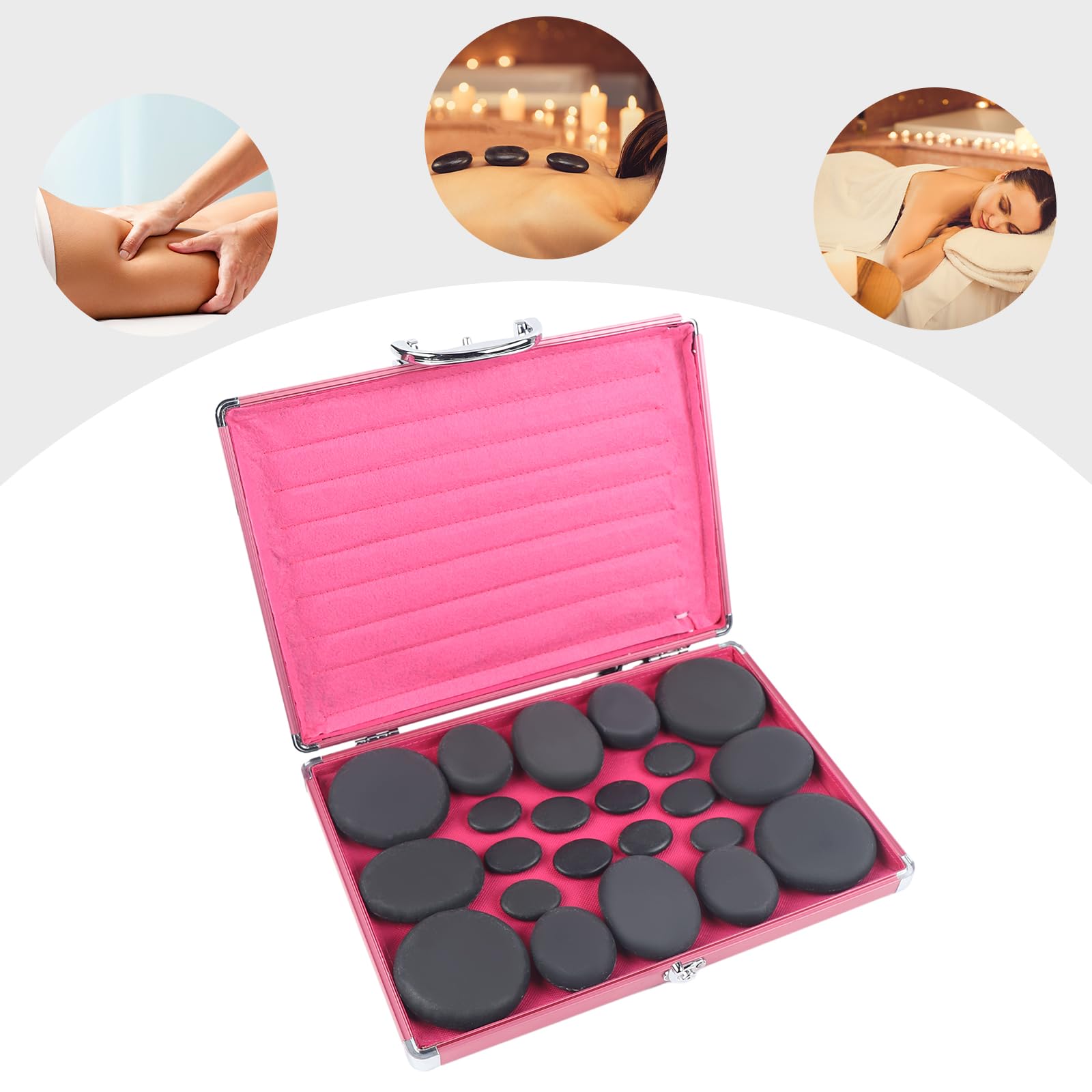 Zestaw do masażu Hot Stone 20 szt., 220 W Hot Stone urządzenie do masażu, kamienie do masażu, kamienie do spa, Hot Stones z zestawem grzewczym do masażu Gua Sha i Tuina