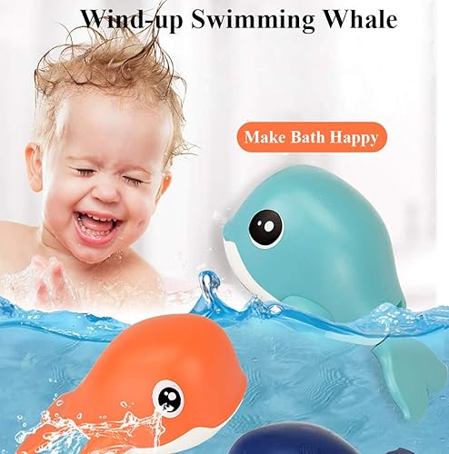 Miniatura 3 de Juguete de baño para niños pequeños Bañera Wind-up Ballena Juguete Mecanismo Natación Ballena Bañera Juguete Agua Juguete (naranja)