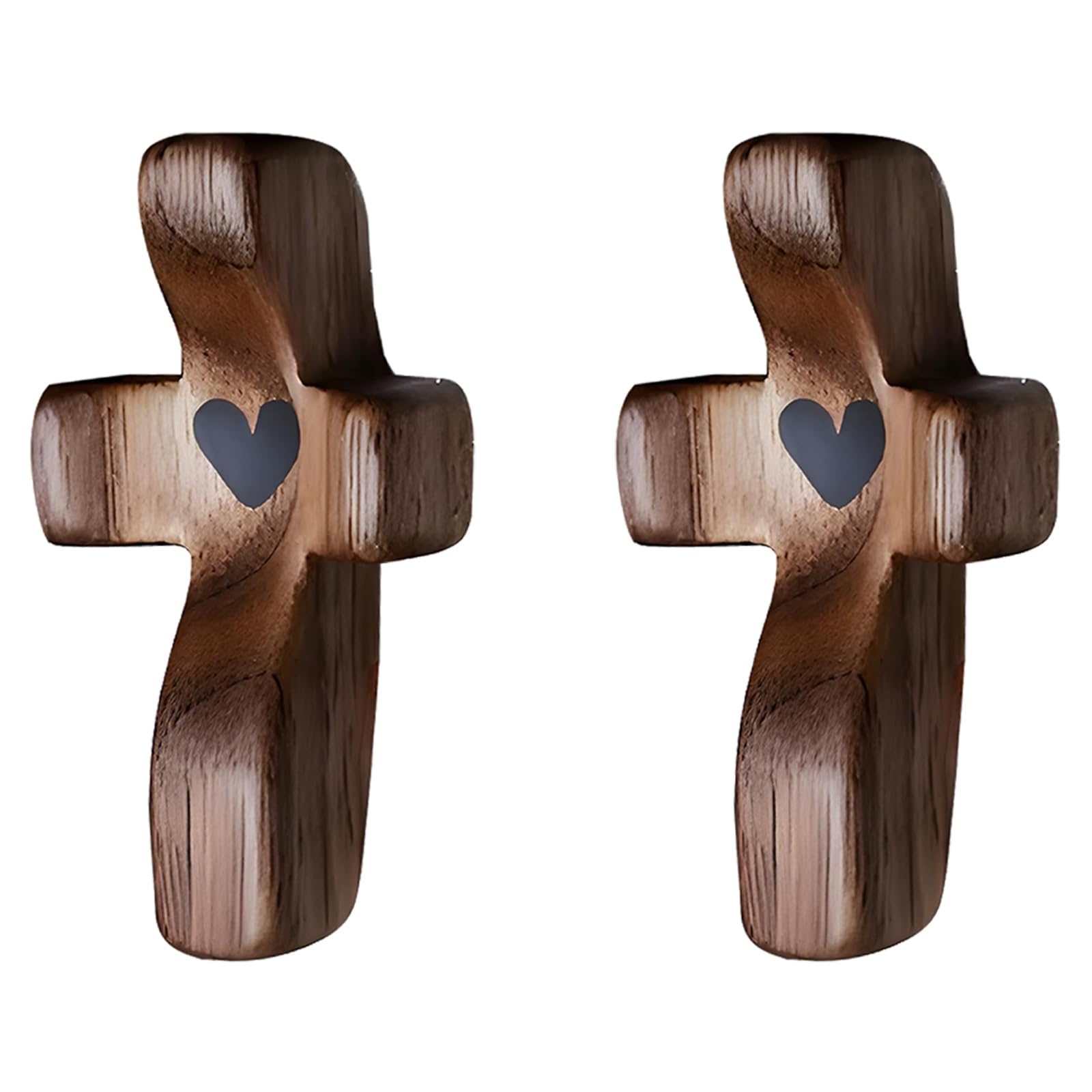 2-Pack Wooden Cross Fidget, Handmade Pocket Wood Crosses, Cross My Heart | Encouragement Gift, Relieve Anxiety for Yourself, Inspirational Easter Gift