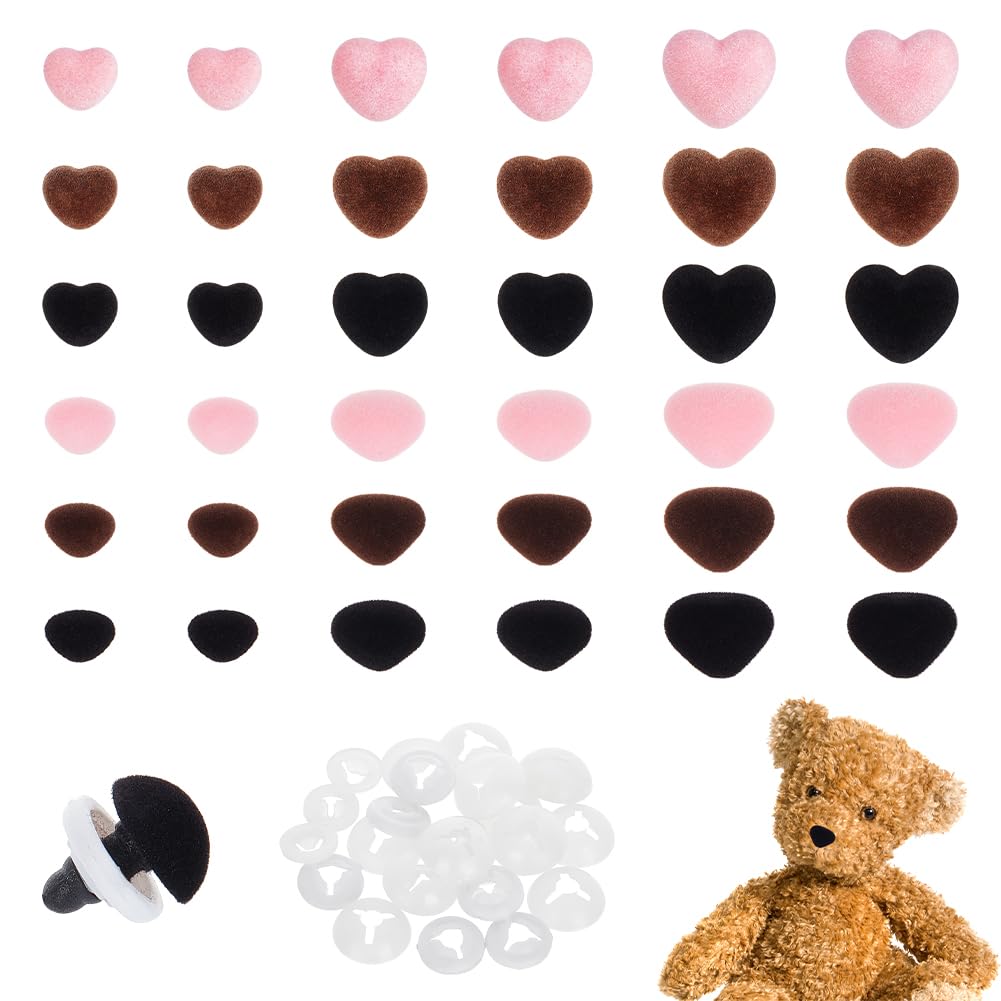 Nez de sécurité rose et noir pour vos ateliers couture de peluches et oursons au crochet