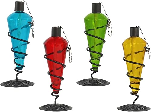 Miniatura 2 de Westcharm Recipiente de vidrio de repuesto para antorcha de jardín de 8 pulgadas con mecha de fibra de vidrio y apagador de metal solamente, color