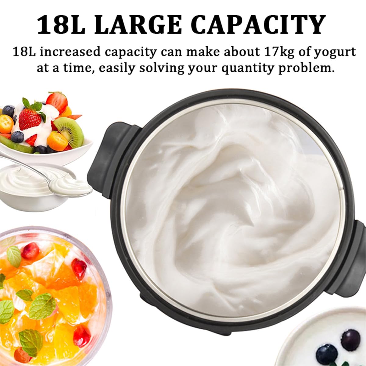 Máquina de fermentación eléctrica 12L/18/L Yogurt Maker Home DIY Yogurt Container Fermentador para Yogur, enzimas, Masa, vinagre de Frutas - Uso Comercial en Barra doméstica,18L