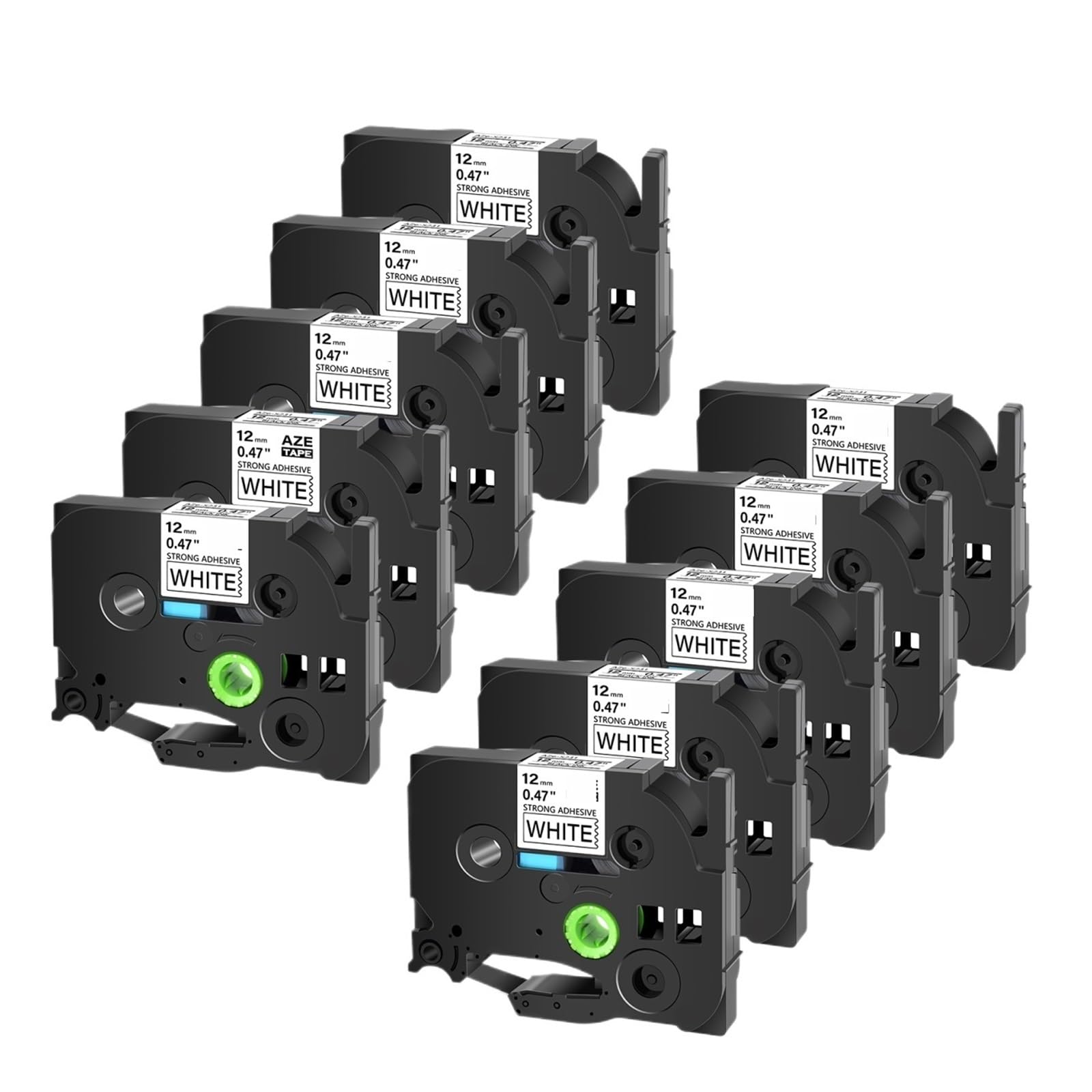 Paquete de 10 cintas etiquetas 6 mm a 24 negro sobre blanco amarillo for rotuladora(10PK Black on White,24mm)