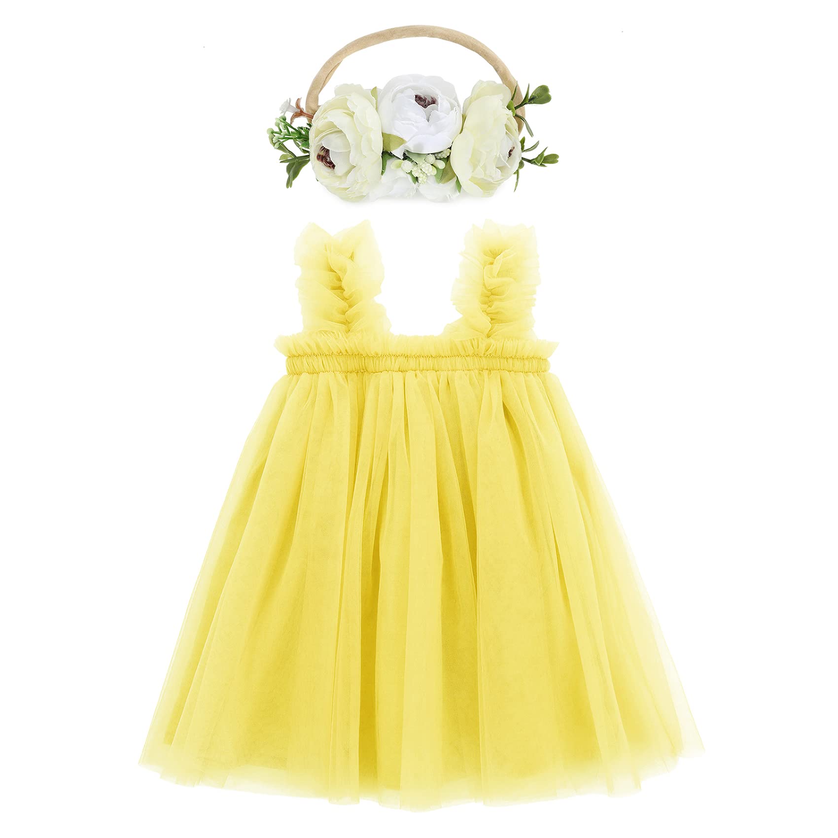DurioTutu Dresses for Toddler Girls Birthday Outfit Girl Baby Girl Tulle Dress Infant Dress with Flower Headband