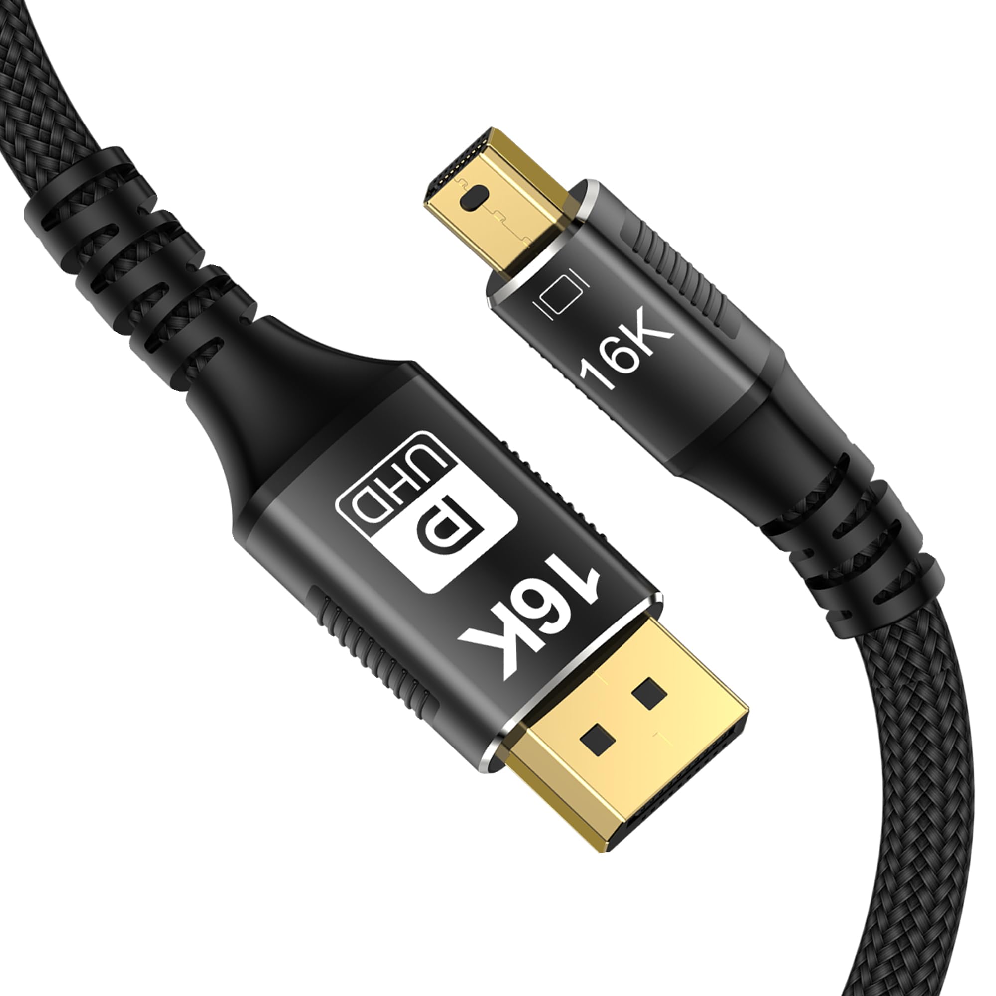 CABLEDECONN Mini DP to DisplayPort 2.0 16K 2m Cable - 8K(7680x4320)@120Hz 4K@240Hz - Bi-Directional Transmission for 16K Video