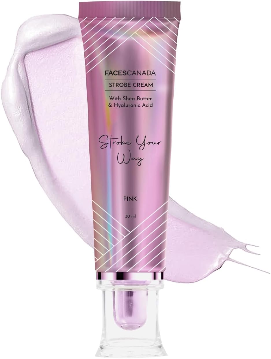 Strobe Cream - Pink, 30ml | Primer + Highlighter + Moisturizer | Shea Butter & Hyaluronic Acid | Intense Hydration | Flawless Radiant Dewy Skin | Illuminating & Glowing Makeup Base