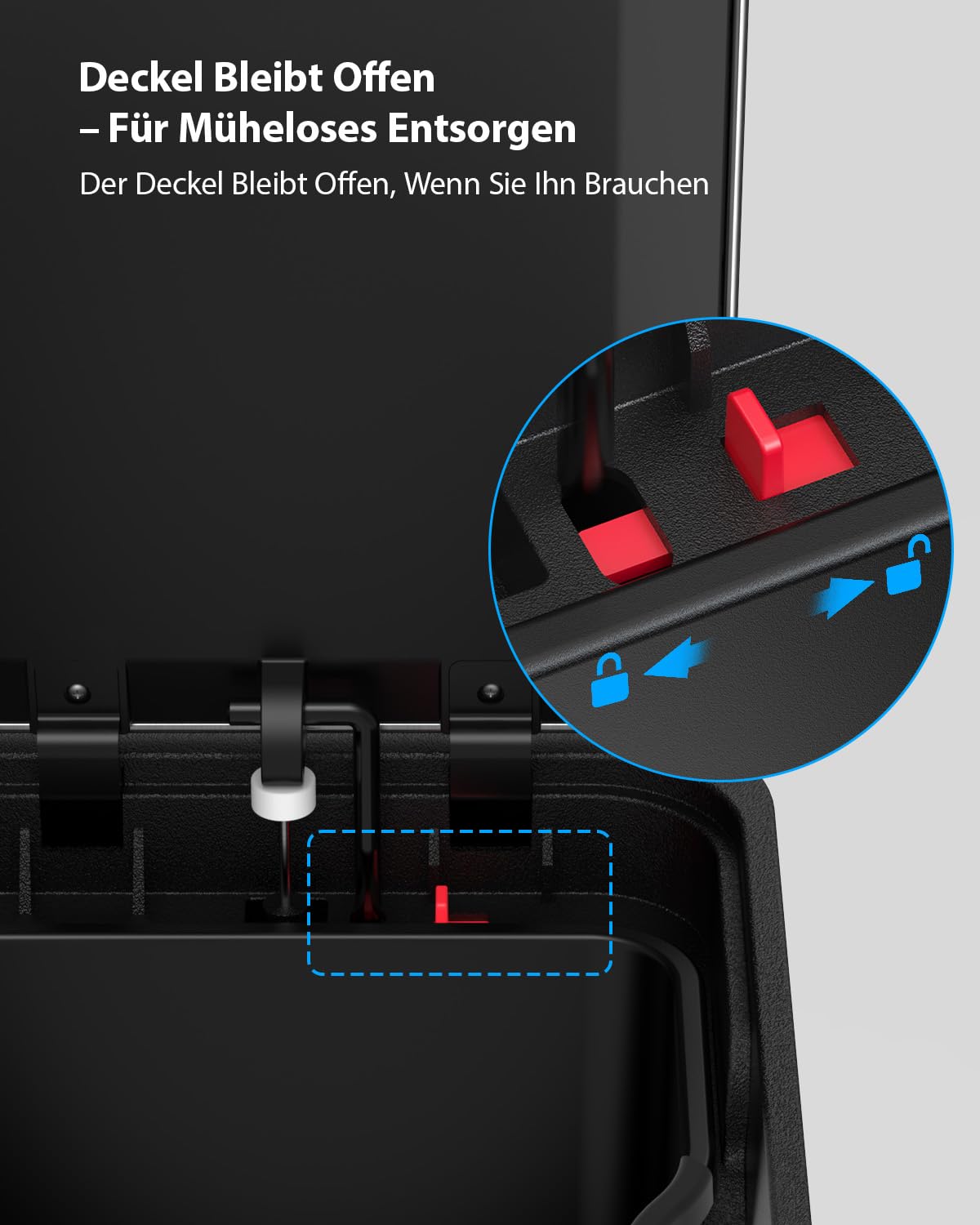 lovewind Mülleimer, 3 x 17 l Recyclingeimer, 3-Fach-Mülleimer für Recycling und Abfall, inklusive magnetisches Etikett, Soft-Close-Deckel, Pedale, Inneneimer, Stahl,Schwarz