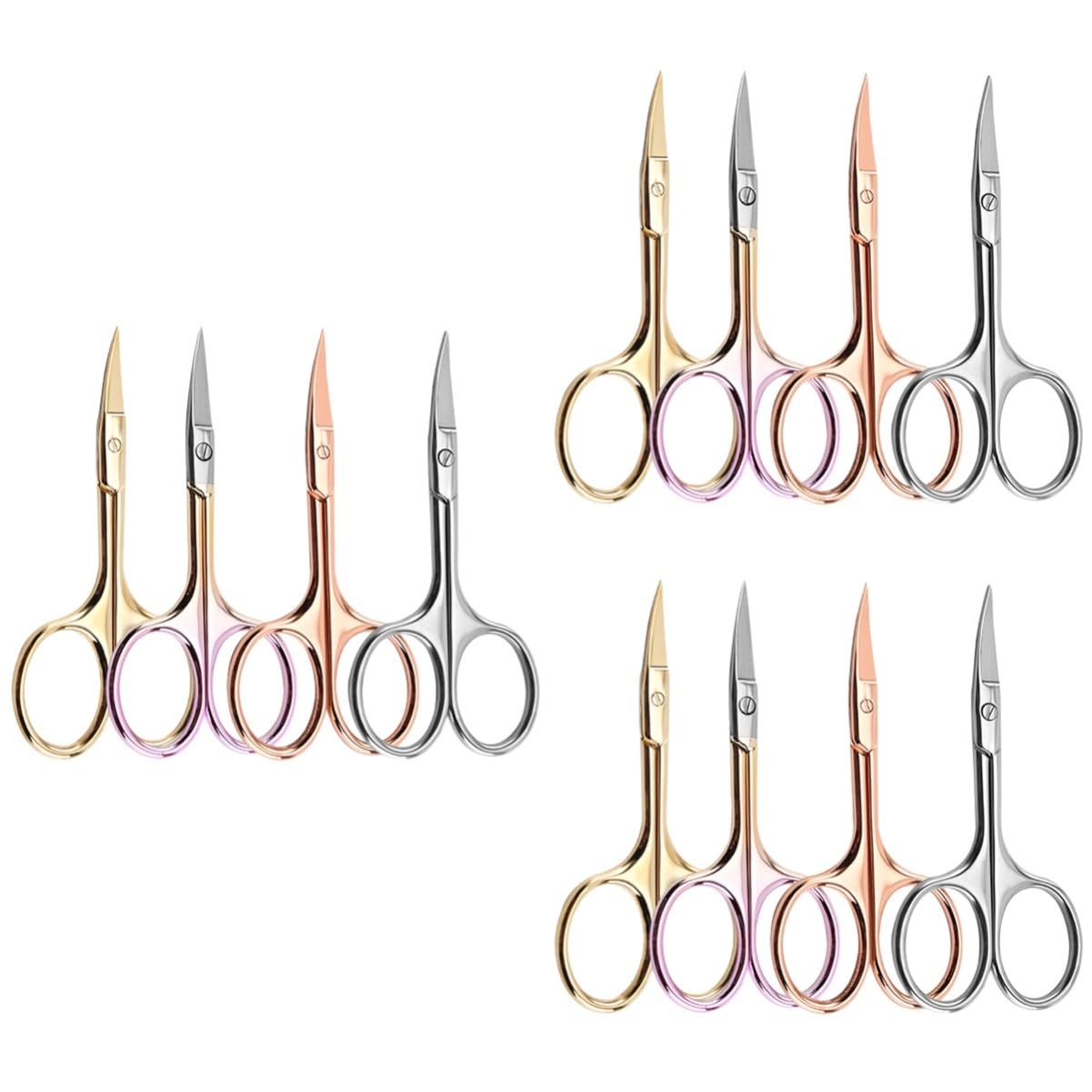 minkissy 12pezzi Forbici Acciaio Inossidabile Colorate Per Rifinire Barba e Sopracciglia Strumenti Per Parrucchieri e Uso Domestico Colori Casual