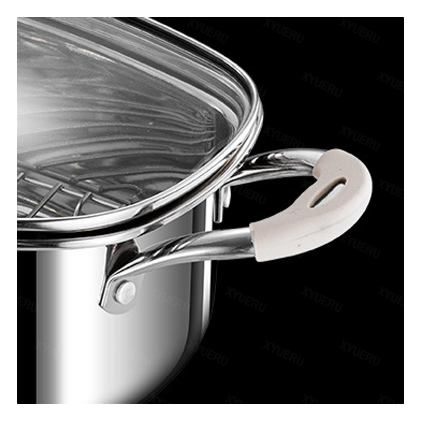 Pentola per pesce a vapore, in acciaio inox, ovale, con coperchio, pentola multiuso per cuocere a vapore pesce, zuppa bollente e frutti di mare