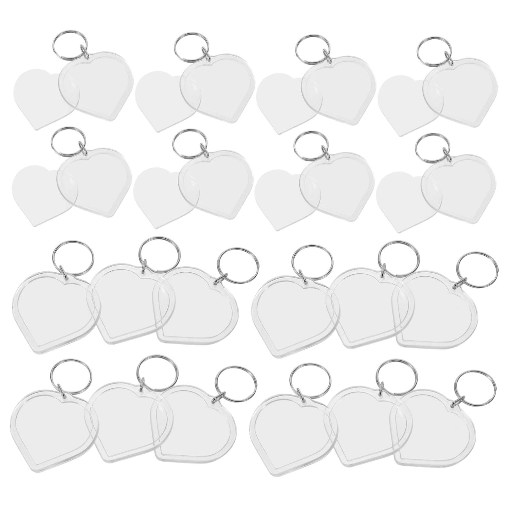 100 Pezzi Portachiavi Cornice per Personalizzabile in Acrilico Trasparente a Forma di Cuore Design e Portatile per Viaggi Quotidiani e Anniversari Speciali