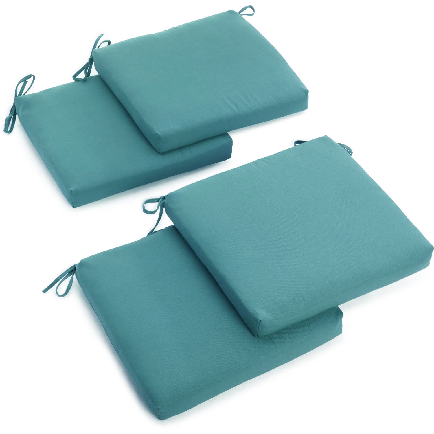 Blazing Needles Indoor Twill Chair Cushion, 20" x 19", Aqua Blue 4 Count