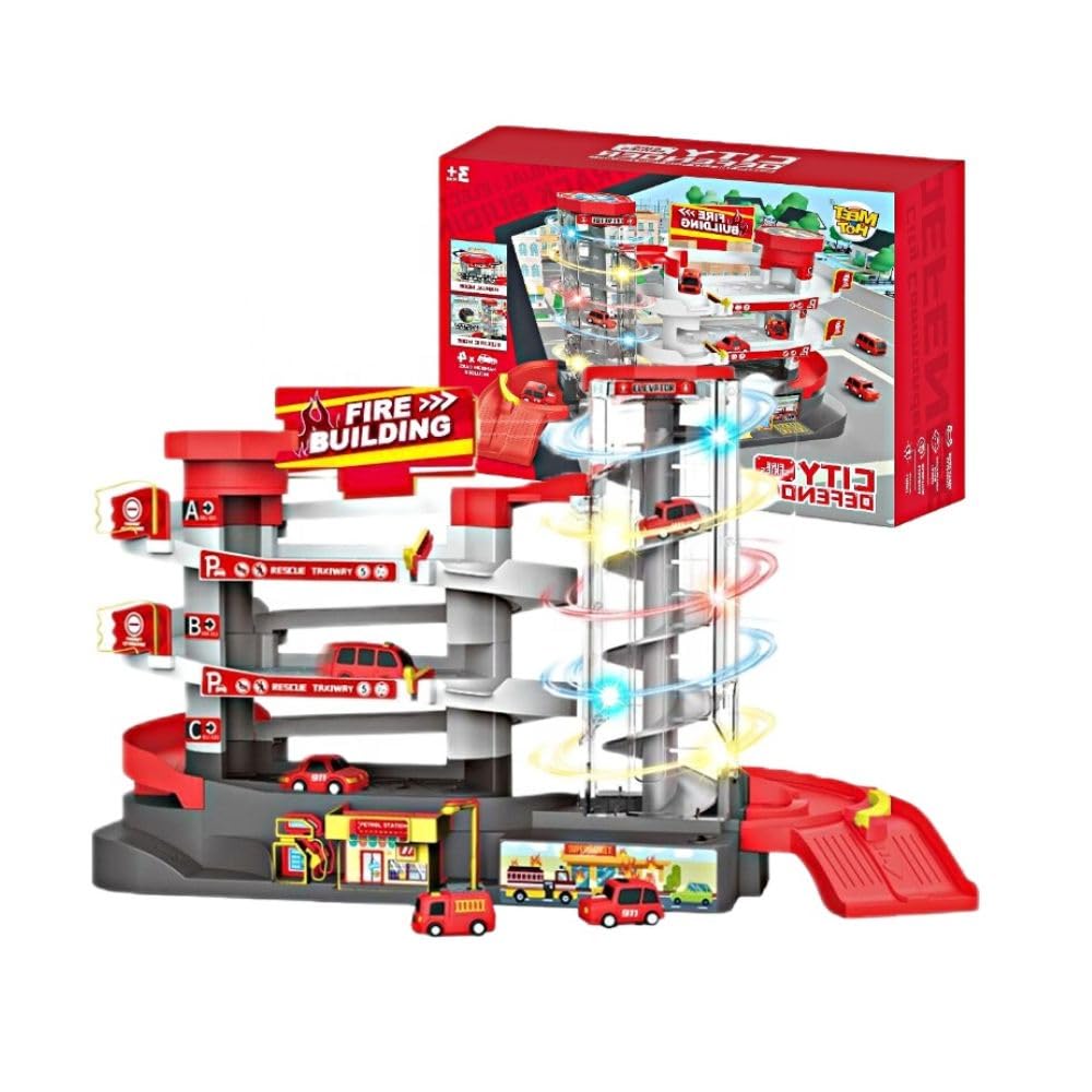 HAPPY HUES Vehicle Set Toy for Children - City Passenger Track & Parking Car Garage Toy set, Gifts for Boys Girls 3 4 5 (Style 02) (B0CB4HL9GF) Amazon Price History, Amazon Price Tracker