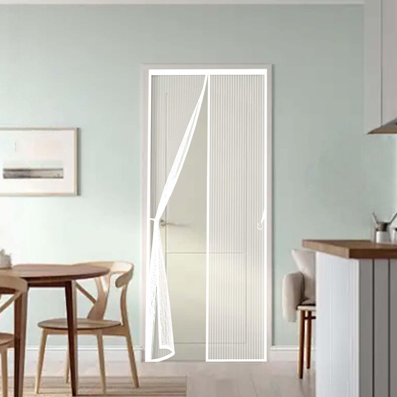 Fly Curtains 139 x 201 cm Durable, Keeps Bugs Out, Kid and Pet Friendly Fly Screen Door Mesh Screen Curtain Hundreds of Sizes, Lets Fresh Air in, White