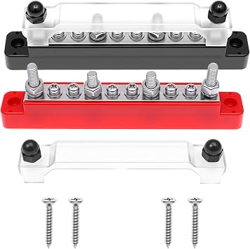 2Pcs 150A Power Distribution Block Bus Bar with Cover 12V-48V DC, Marine Battery Terminal Block for RV Boat Car Solar System