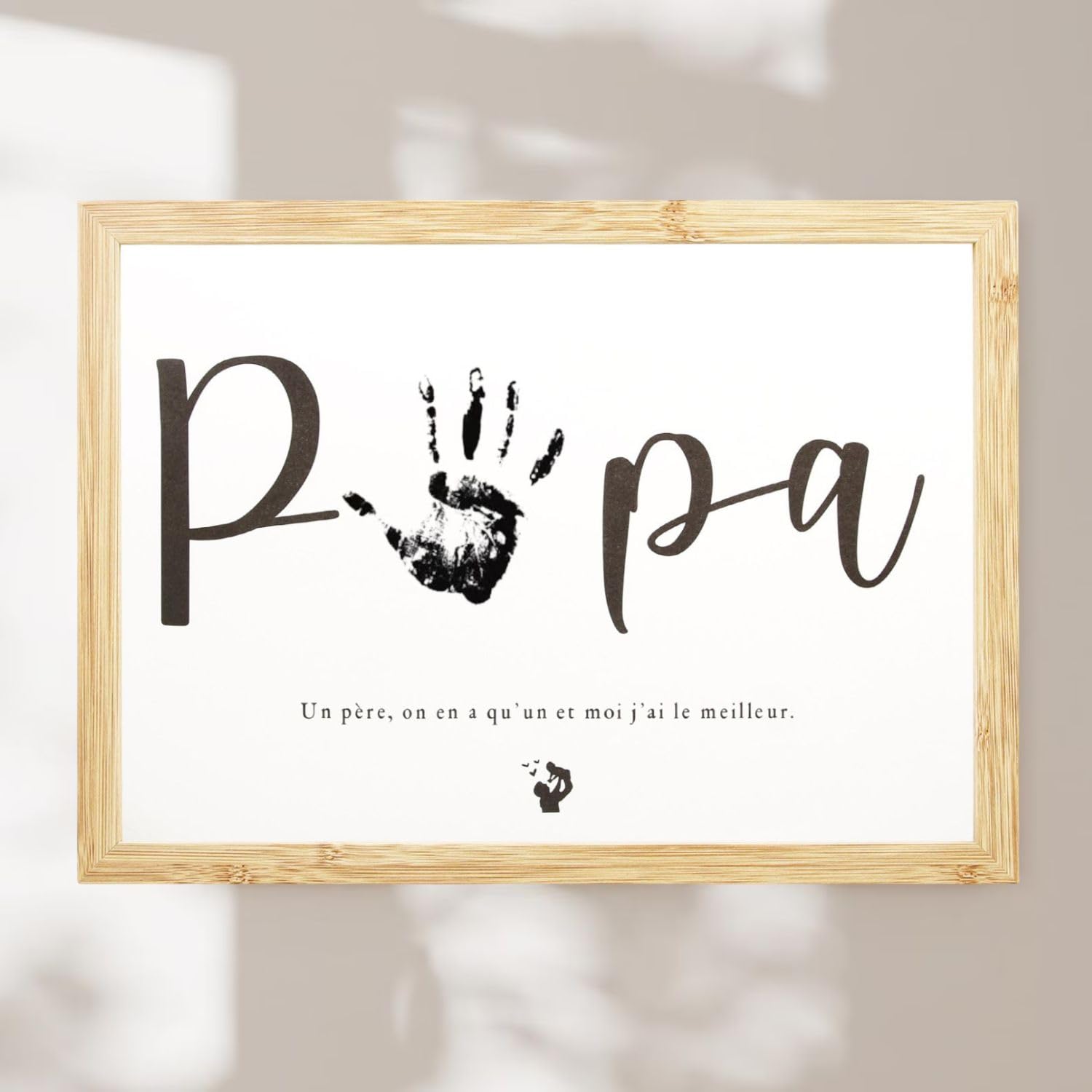 Empreinte Papa Cadeau Fête des Pères avec cadre en bois souvenir bébé