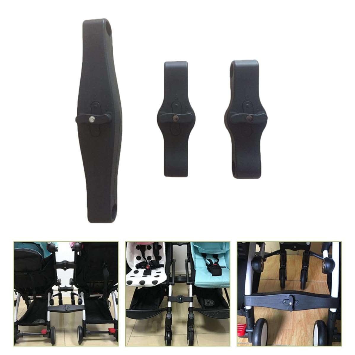 TOYANDONA 3 Piezas Conector para Cochecito Gemelo Conector de Cochecito para Gemelos PP Negro Abertura Ajustable Desmontable