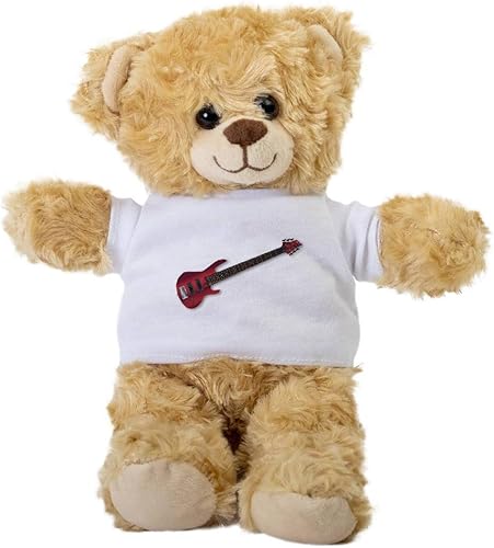 SpreadPassion Oso de peluche de guitarra bajo de cuello grande, animal de peluche de regalo, oso de peluche con camiseta, regalo de bienvenida para