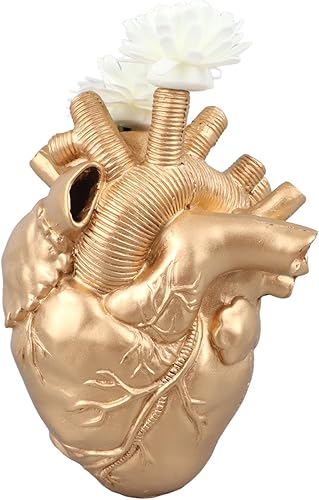Yosoo Florero de corazón, florero anatómico decorativo para decoración del hogar (dorado)