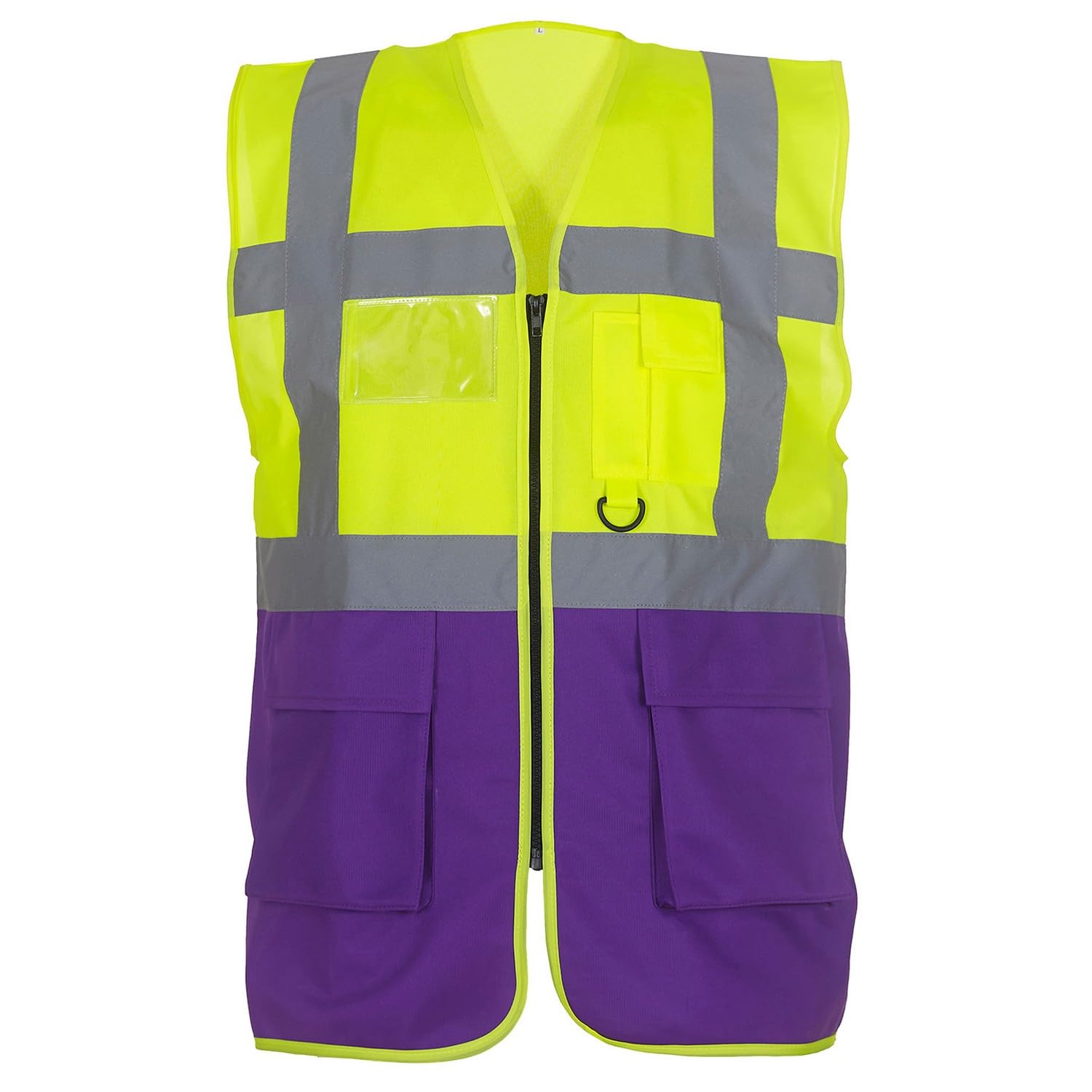 Yoko Men's Yk002/Hvw801 Multi-Functional Executive Hi-Vis Waistcoat - Yellow/Purple, 3X-Large