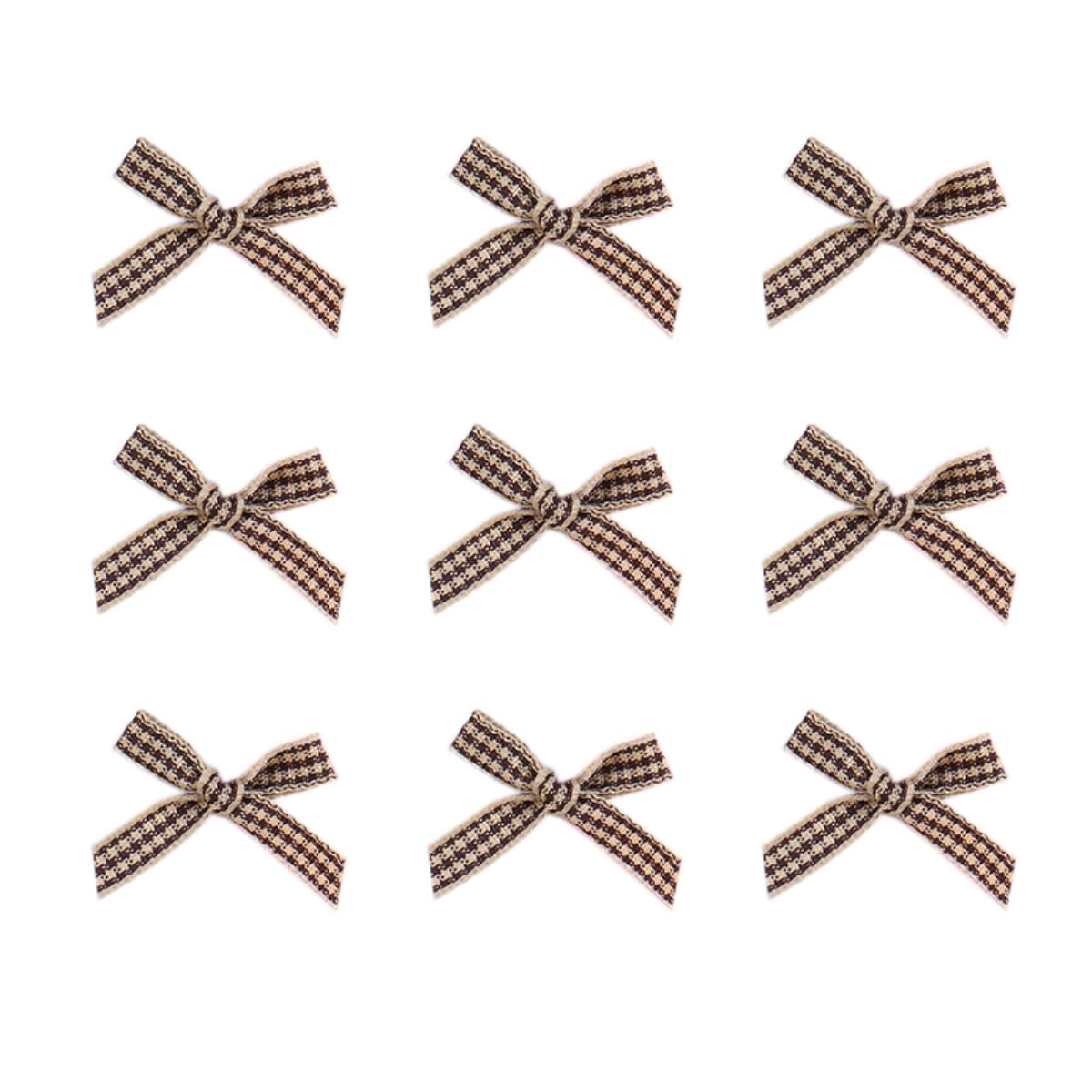 1000 Stück Mini Schleifen 3.5x4cm,Deko Schleifen Doppelseitige Kariertes Bogen,Geschenkschleife Band Bowtie,Gift Bows aus Polyester für Hochzeit Unterwäsche Socken Geschenk,Braun kariert
