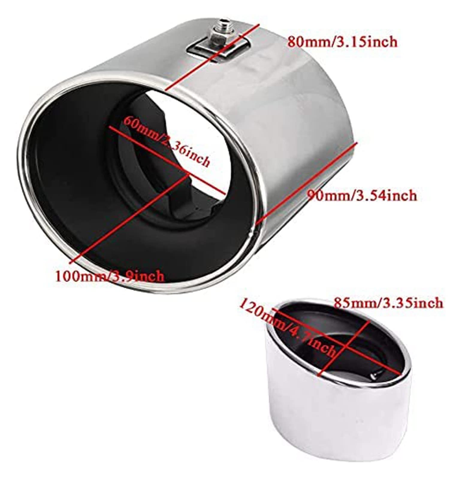 Silenciador Escape Silenciador Escape Tubo Escape Acero Inoxidable Punta Tubo Cola Cromada para para Accord 2008 2009 2010 2011 2012 2013 Escape Sonido Turbo