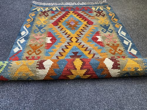 Kilim afghan oriental multicolore 124x81 cm tapis tissé main - 5