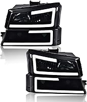 Vista 11 de G-PLUS Faros delanteros compatibles con Chevy Avalanche 1500 2500/Ajuste Chevy Silverado 1500 2500 HD 3500 2003-2006, lente transparente, carcasa