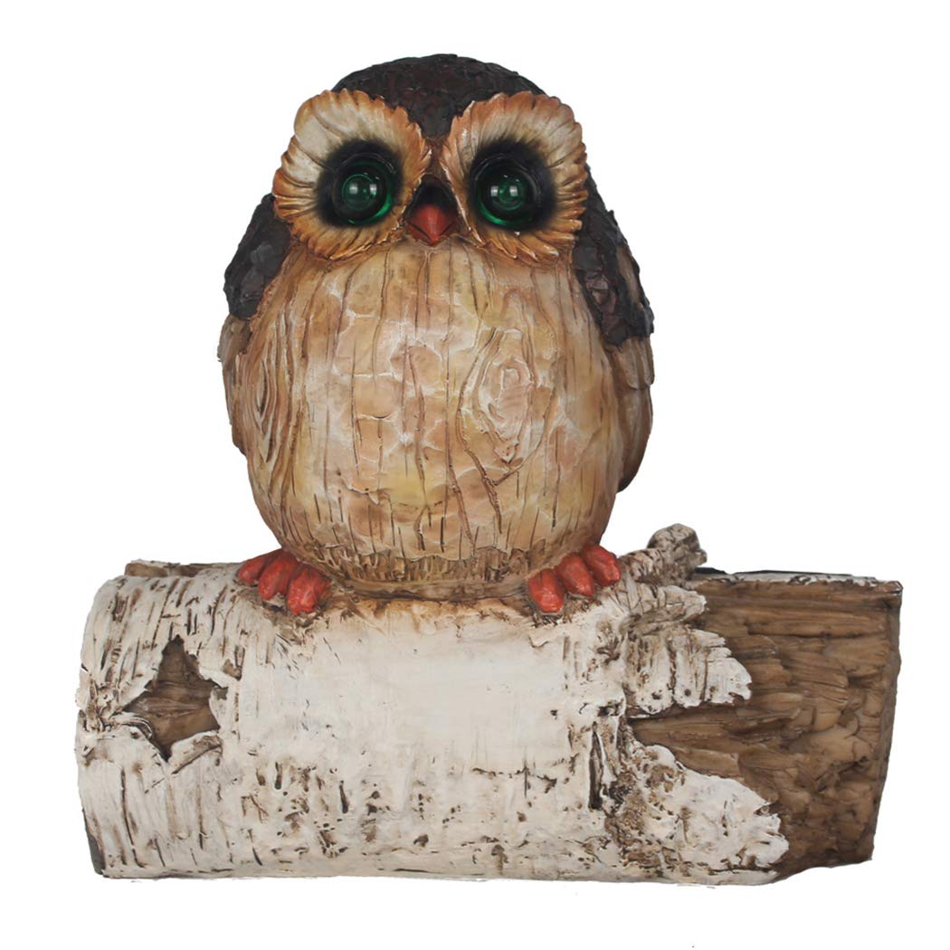 jinhuoba Owl Statues Tree Sculptures Outdoor Garden Decors, Solar Light Owl Tree Huggers for Garden Backyard Outdoors, Eyes Glow at Night Fake Owl Decor Yard Art Garden Statues, 7.8(H) X7.5(L)