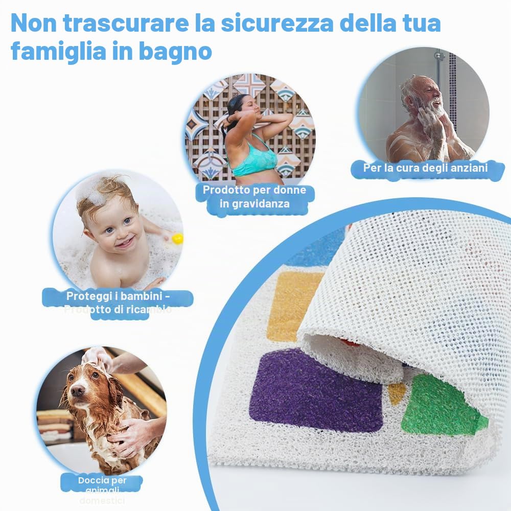 Tappetino da Doccia Antiscivolo 60 x 60 cm, Tappetino Doccia in Luffa Anti Muffa, Tappetino Antiscivolo con Fori di Drenaggio per Box Doccia Bagno Area Umida
