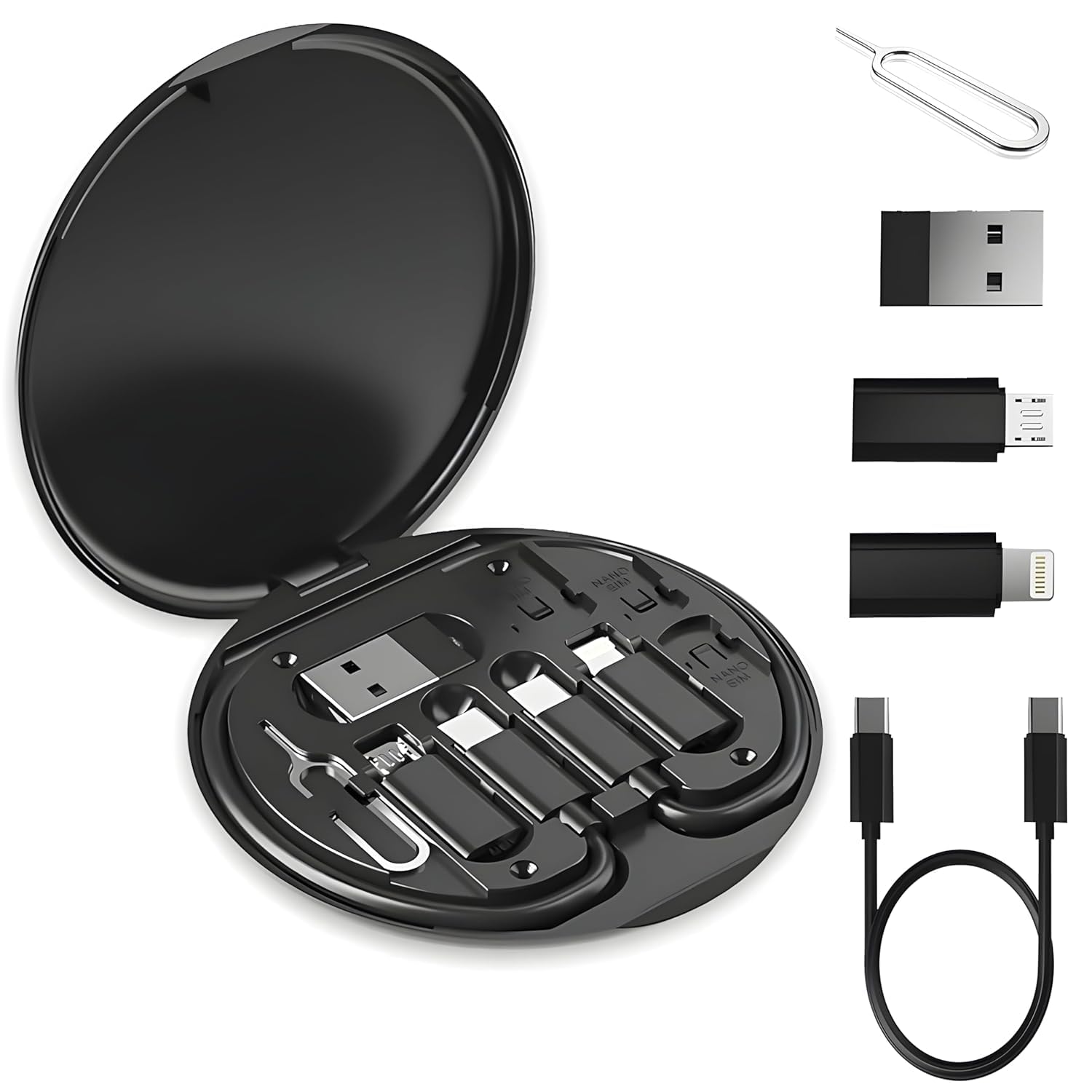 Multi USB Adapter Set, USB C to Lighting USB Converter Kit,Charging Cable Set USB A & Type C to Male Micro/Type C/Lighting for Data Transfer,Card Storage,Tray Eject Pin,Phone Holder-Black (B0DC45981Z) Amazon Price History, Amazon Price Tracker