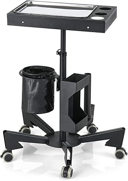 TATARTIST Salon Tray Cart Tattoo Tray Rolling Trolley Adjustable Height Salon Tray on Wheels Storage Utility Cart Mobile Instrument Tray Station for Tattoo Spa Hair Beauty