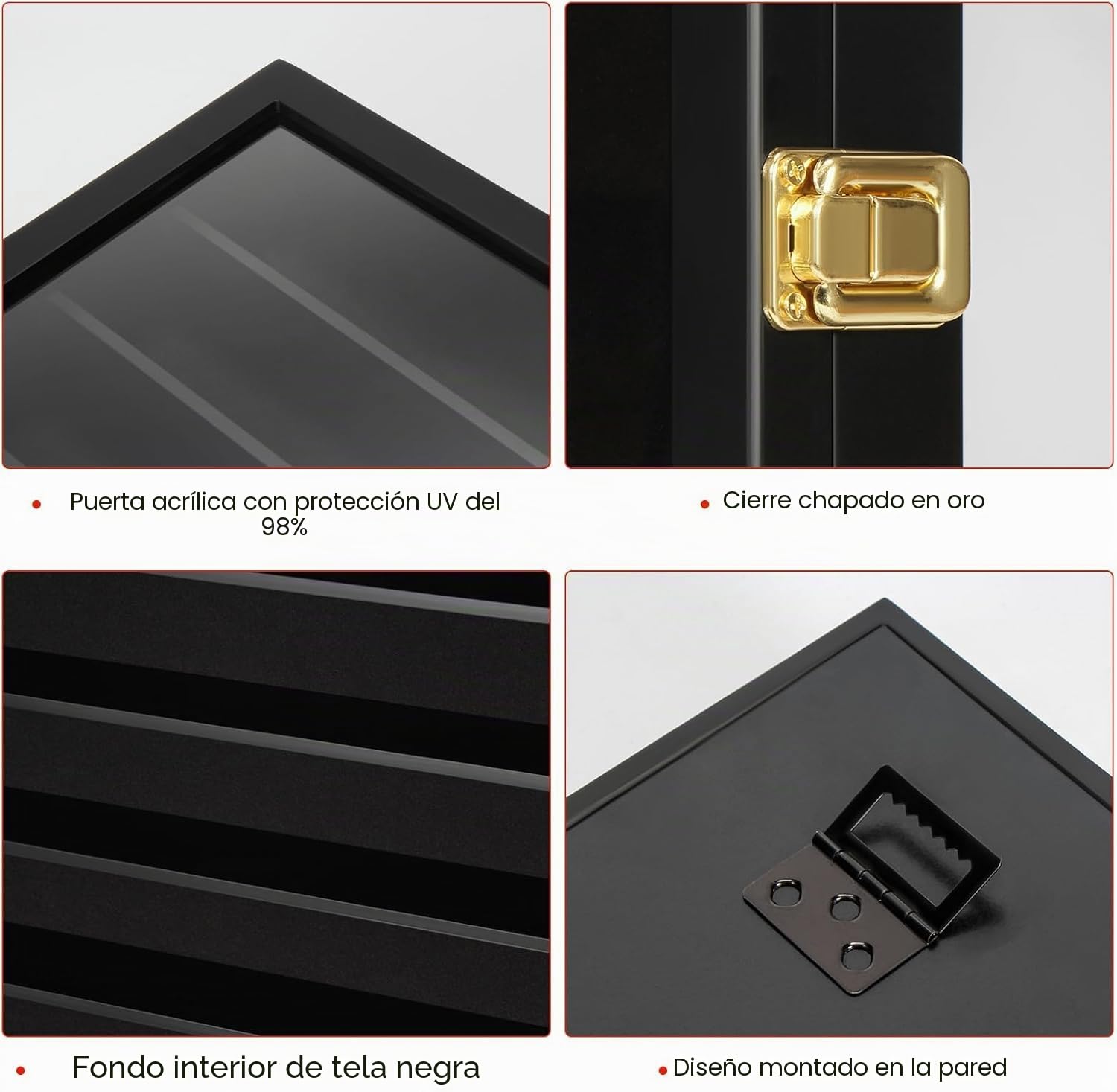 TJ.MOREE Exhibidor de Modelos de Coche a Escala 1:64 – Vitrina de Pared para Modelos Diecast, Juguetes en Miniatura y Pequeñas Ruedas – Caja de Exhibición, Negro