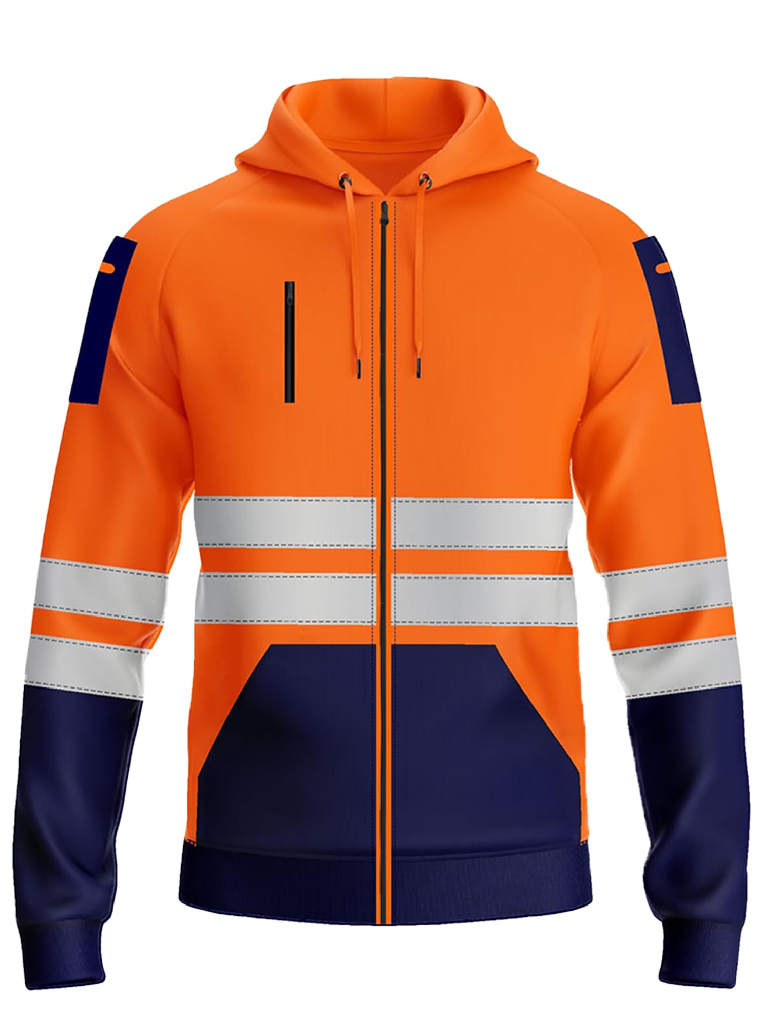kraftd Mens Hi Vis Hoodie High Viz Hooded Sweatshirt Workwear Hoody With Reflective Tape — view 24