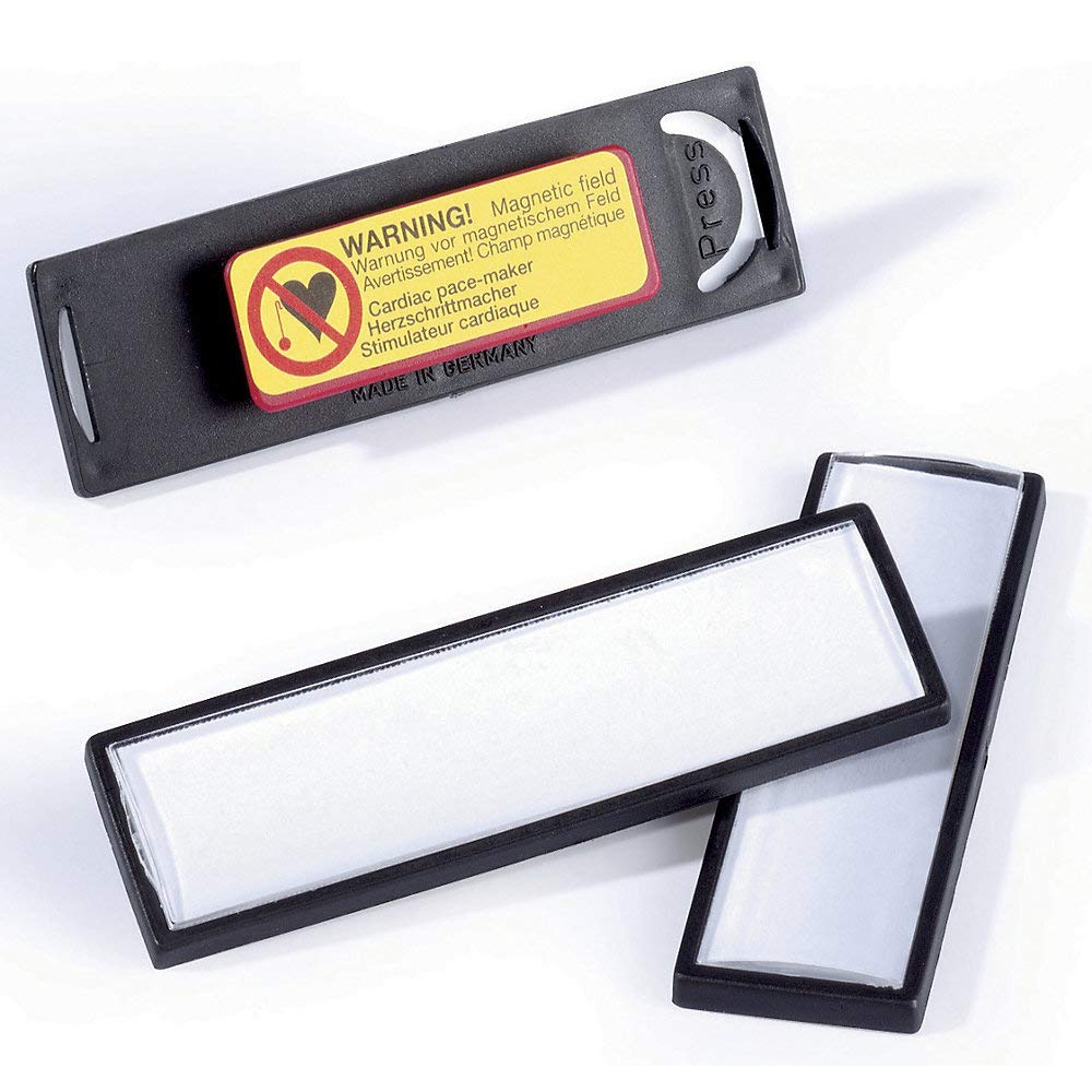 DURABLE Namensschild, mit: Magnet, Kunststoff/Acryl, 67 x 17 mm, schwarz (25 Stück), Sie erhalten 1 Packung á 25 Stück