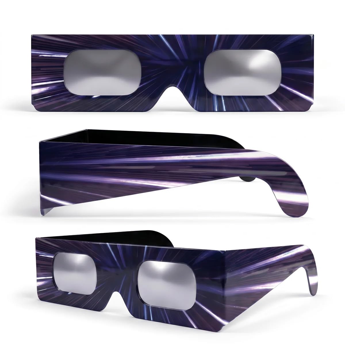 SAFE ECLIPSE 2/6/12 Pack, Solar Eclipse Glasses, 45mm Frame Height, Fits Over Optical Glasses, EN ISO 12312-2:2015 Tested, CE Marked for Safe Direct Sun Viewing – Warp Speed