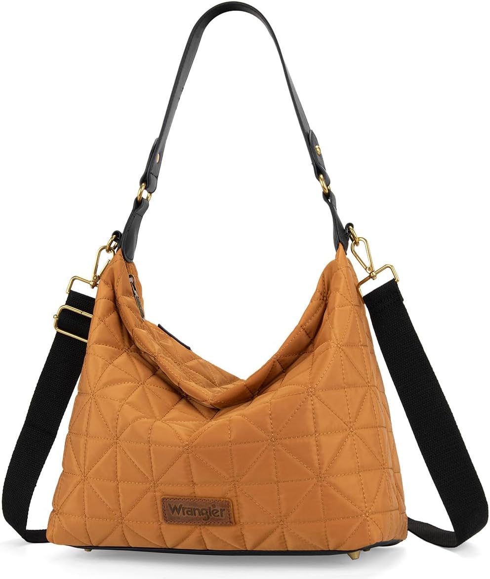 Wrangler Quilted Hobo Crossbody Bag for Women Lightweight Carryall Tote Purse