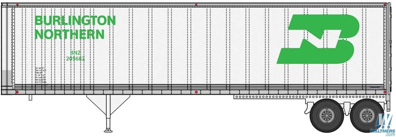 Walthers HO Scale 40' Trailmobile Trailer 2-Pack Burlington Northern (Large BN)