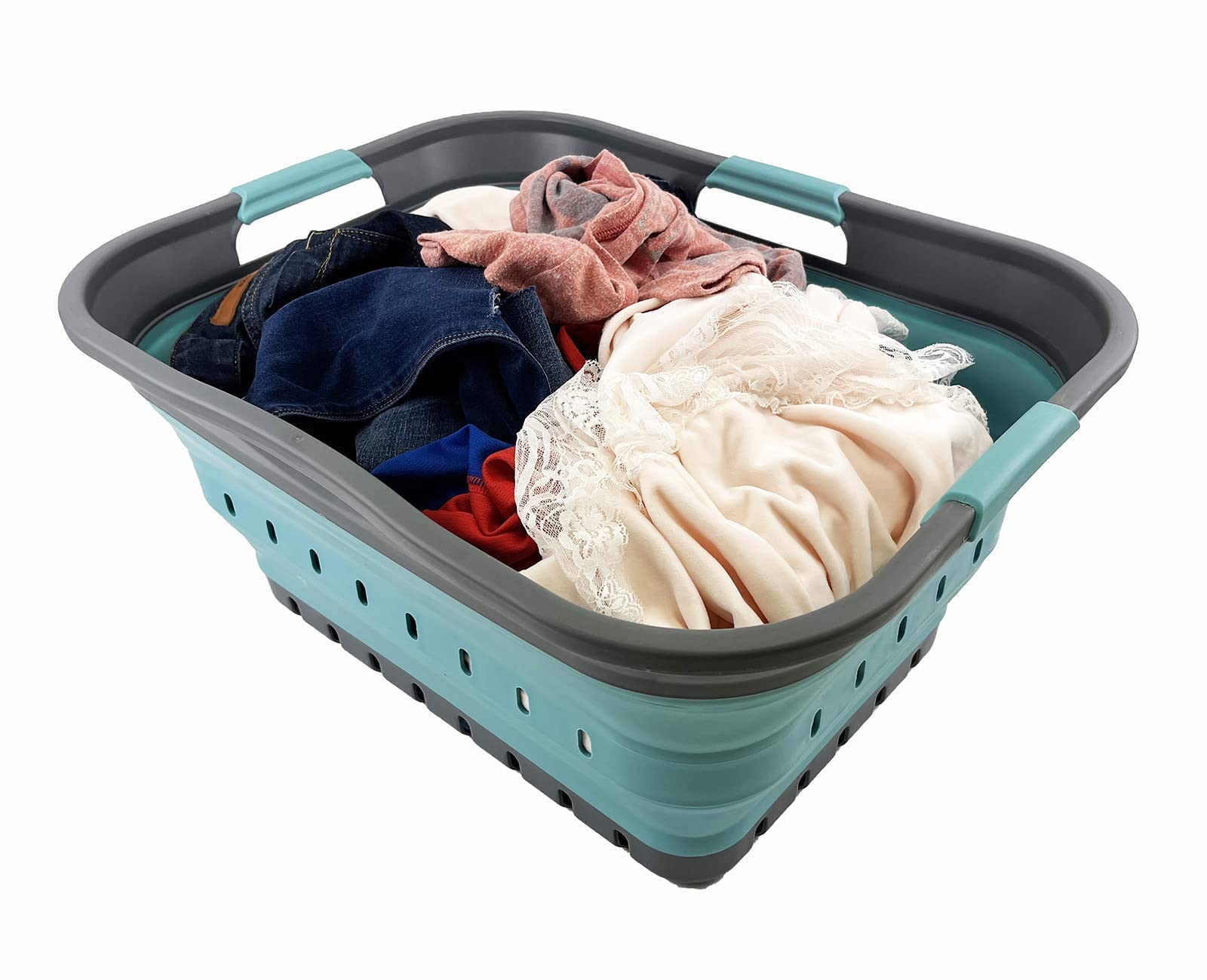 Cesto per i Panni Sporchi Pieghevole Plastica 25 L Bianco/Grigio