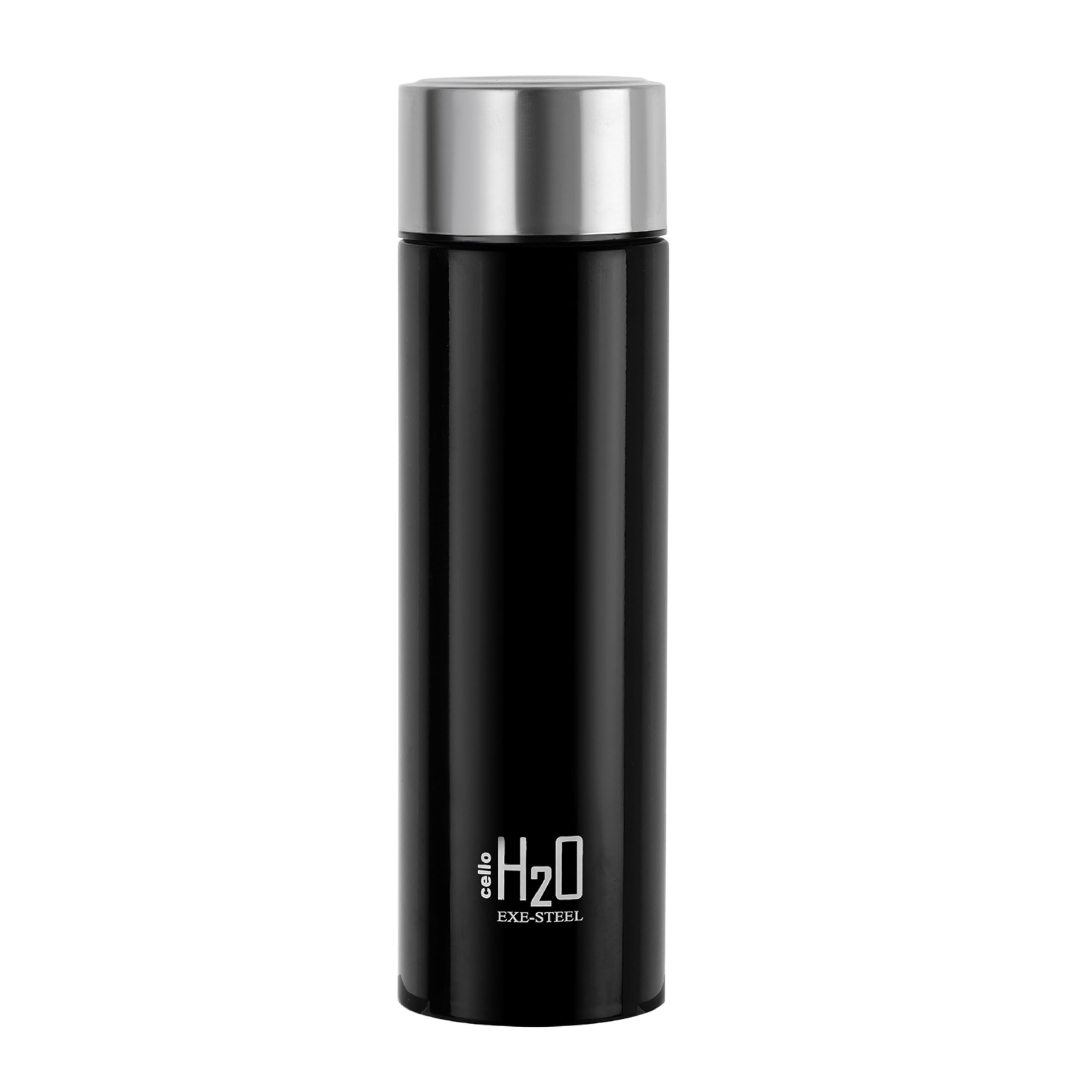 CELLO H2O Stainless Steel Water Bottle, 1000ml Black | Single Walled, Food Grade ISI Certified Steel Bottle | Leakproof Lid Steel Fridge Bottle For School Kids, College, Office, Gym, Travel & Outdoor