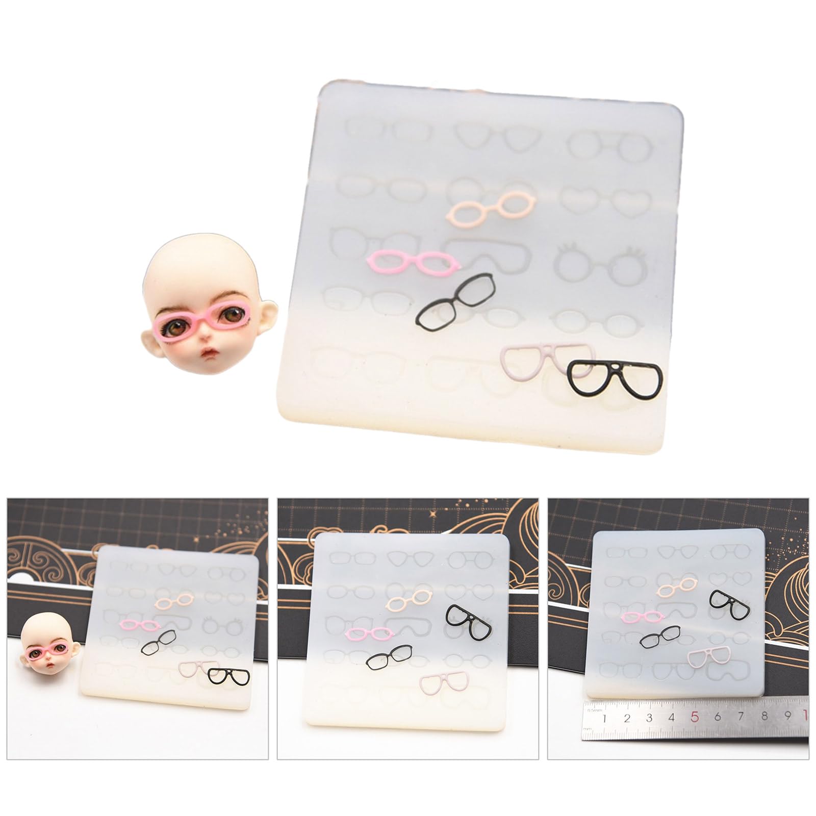 EINCORN Silicone Mold for Pottery Clay Doll Face Eyeglass Frame Decoration Eyeglass Frames Resin Moulds Soft Clay Doll Face Mold, 8cm, As the Picture Shows