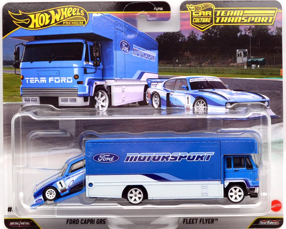 HOT WHEELS 1:64 CAR CULTURE TEAM TRANSPORT - FORD CAPRI GR5 & FLEET FLYER Hot Wheels 1:64 Scale Car Culture Team Transport "Ford Capri GR5 & Fleetflyer" FLF56-957J-01 [Parallel Import Goods]