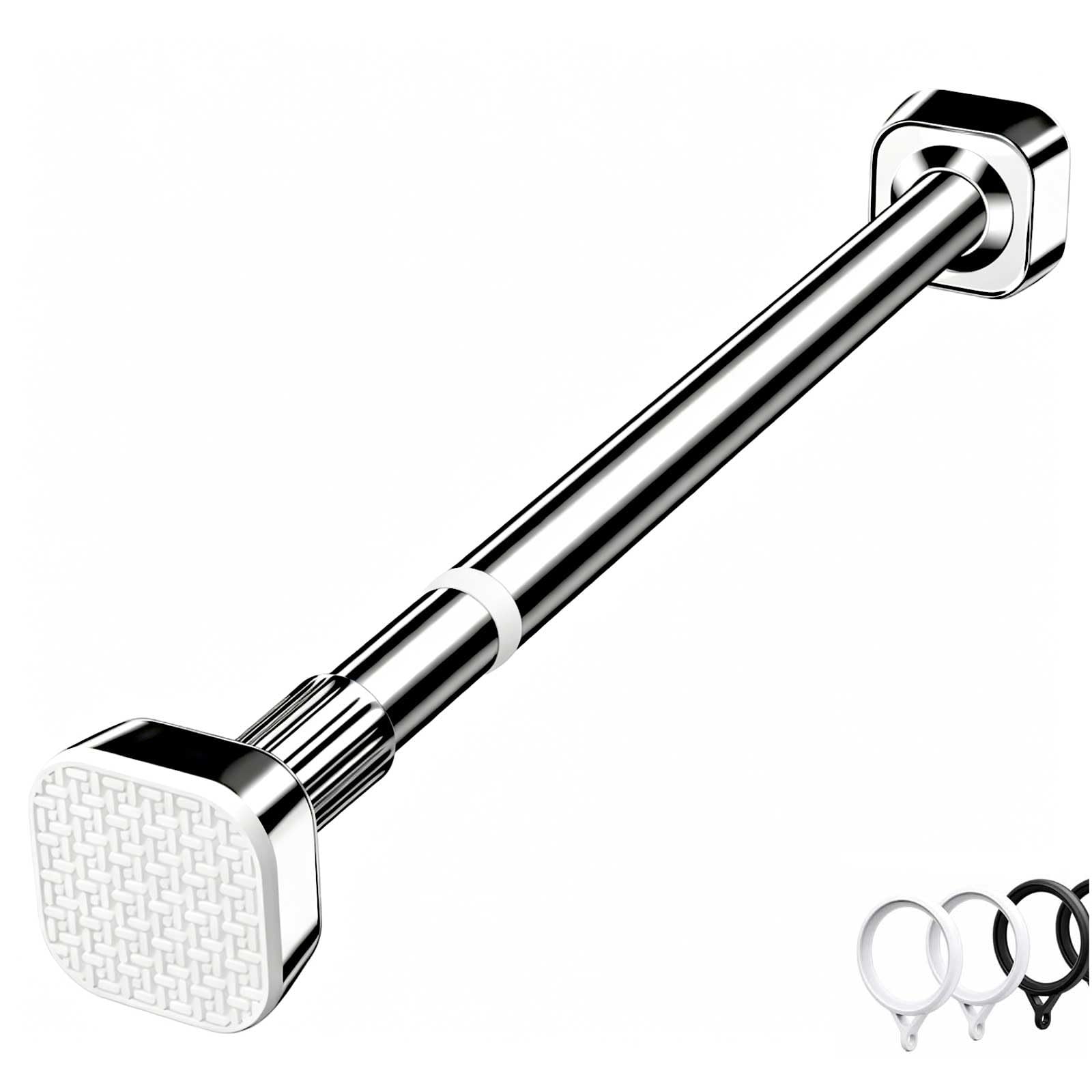 Shower Curtain Rod No Drilling, Adjustable Tension Curtain Rod 14-98 in, Stainless Steel for Bathroom, Closet, Window, Room Divider(Silver,100-170cm/39-67in)