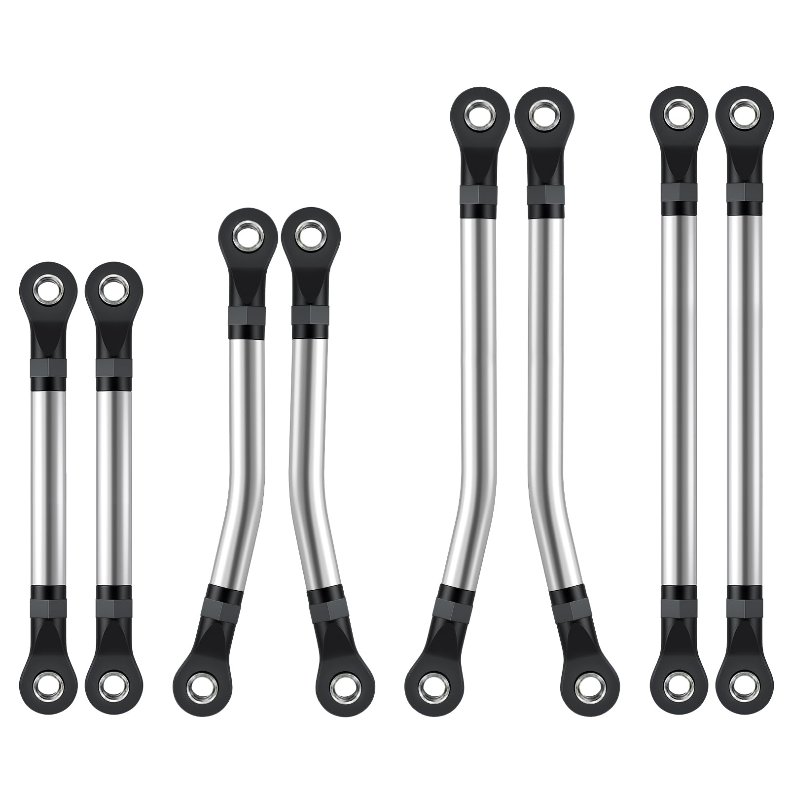 8PCS Stainless Steel High Clearance Links for 1/18 & 1/24 RC Crawlers - Compatible with 1/18 Traxxas TRX-4M, SCX24, FCX24, Hobby Plus CR-18 - Durable Linkage Set for Enhanced Suspension Performance