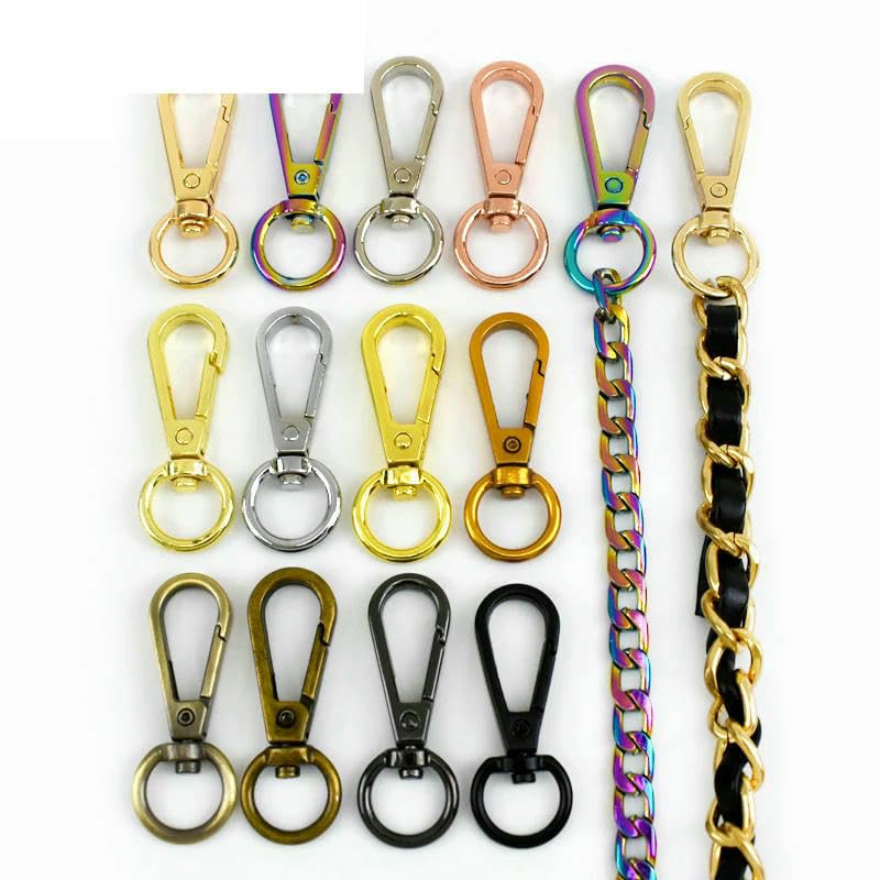 5-30 Hebillas metálicas de 13 mm para correas de bolsos, cierre giratorio, mosquetón pequeño, clip de resorte, llavero, gancho a presión, accesorios de ferretería para cintas - 30 unidades - Colo