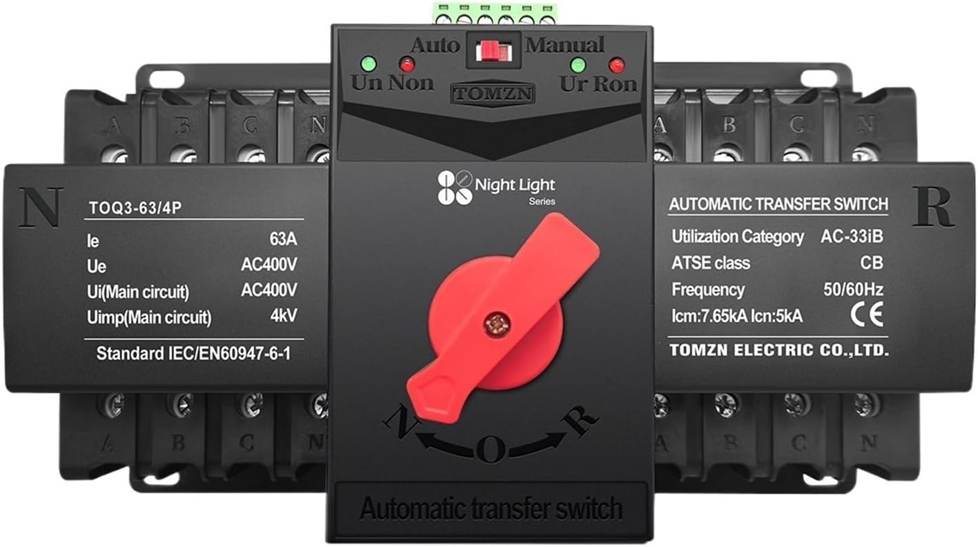 4P 63A 125A 220V 230V 50/60Hz Dual Power Automatic Transfer Switch 2 Input Output